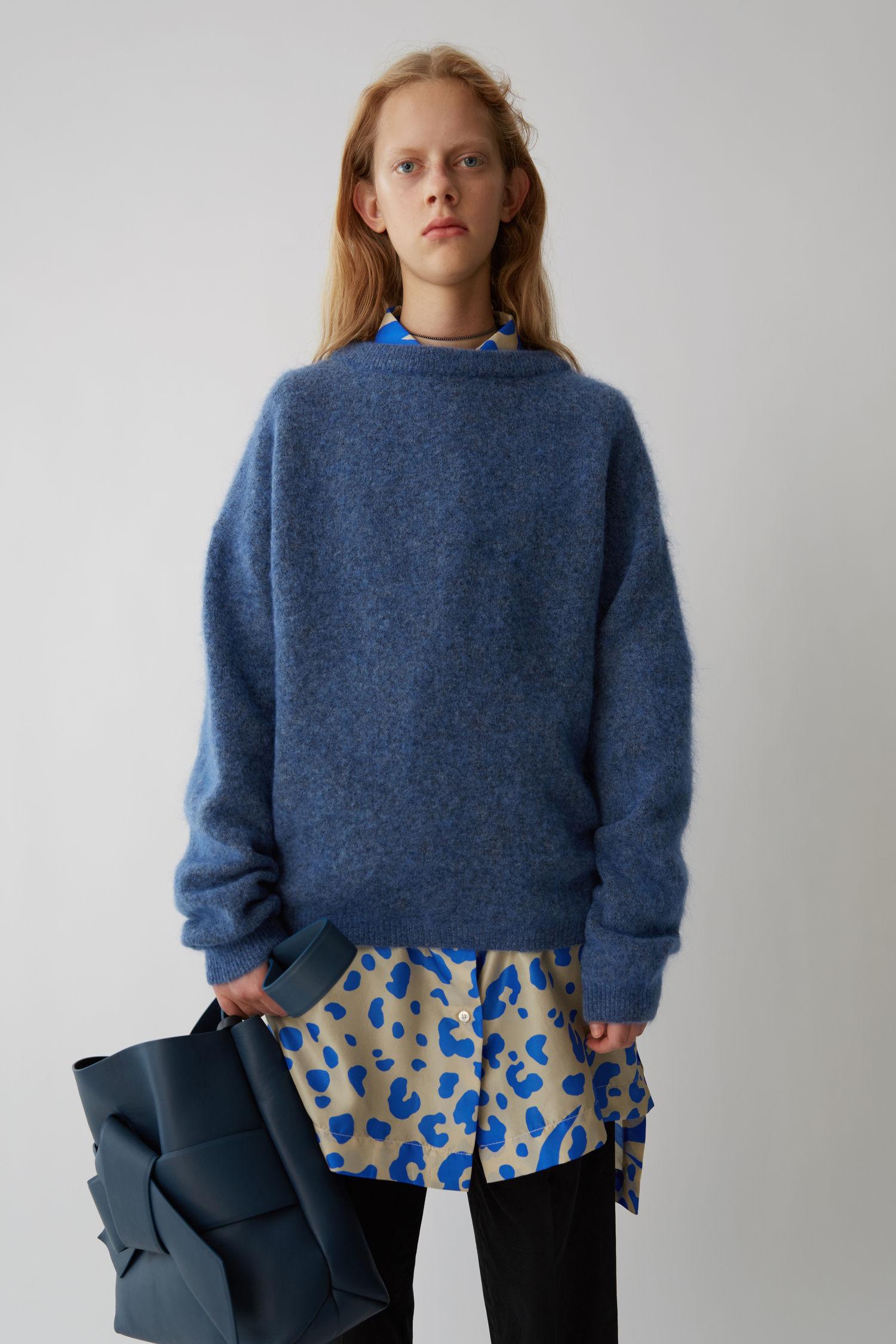 Acne Studios Dramatic Moh 蓝麻灰色in Blue Melange Modesens