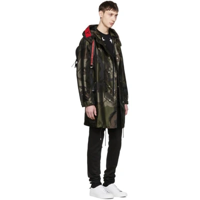 Shop Givenchy Green Camo Nylon Logo Parka In 016 Camo