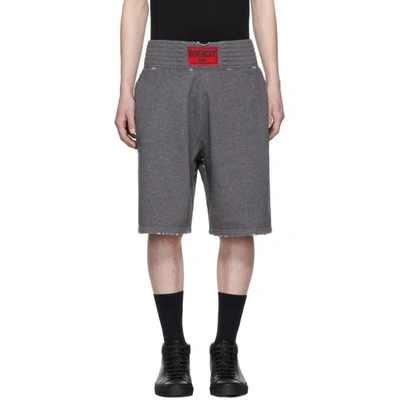 Shop Givenchy Grey Distressed Logo Boxing Shorts In 020 Grey