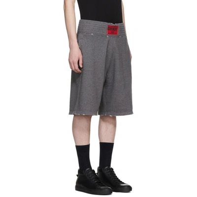Shop Givenchy Grey Distressed Logo Boxing Shorts In 020 Grey
