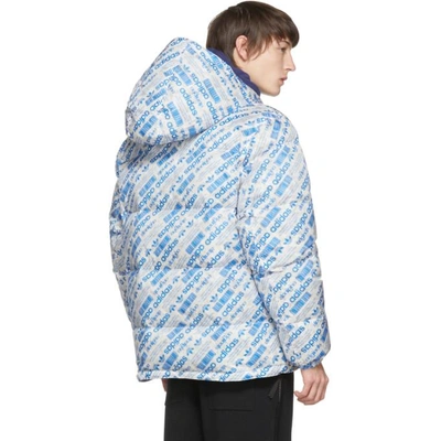 Shop Adidas Originals By Alexander Wang Reversible Blue & Black Down Puffer Jacket In Bluebird/black