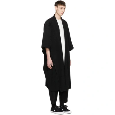 Shop Issey Miyake Black Pleated Long Kimono Coat