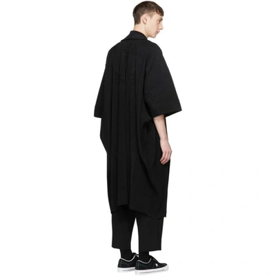 Shop Issey Miyake Black Pleated Long Kimono Coat