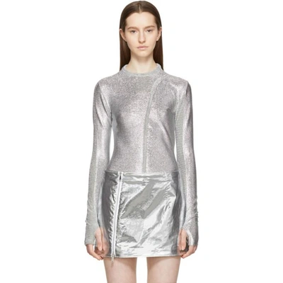 Shop Paco Rabanne Silver Metallic Pullover