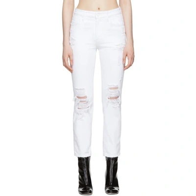 Shop Alexander Wang White Destroyed Cult Jeans In 100 White