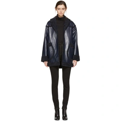 Shop Opening Ceremony Reversible Navy Patent Coat