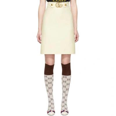 Shop Gucci Off-white Gg Belt Miniskirt In 9205 White