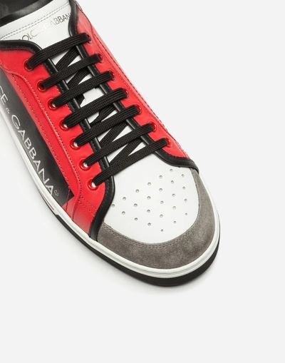 Shop Dolce & Gabbana Roma Sneakers In Coated Canvas And Calfskin In Red