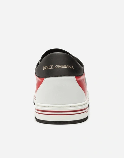 Shop Dolce & Gabbana Roma Sneakers In Coated Canvas And Calfskin In Red