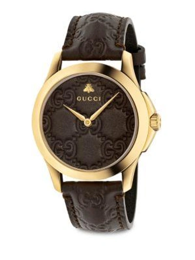 Shop Gucci G-timeless Stainless Steel Watch In Brown