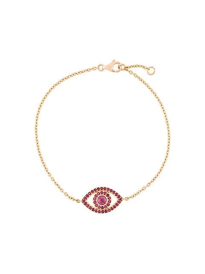 Shop Monan Ruby Set Evil Eye Bracelet In Metallic