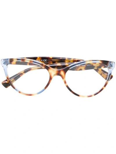 Shop Valentino Two Tone Tortoiseshell Glasses In Brown