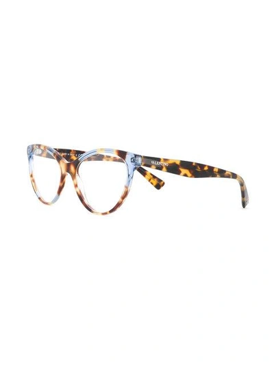 Shop Valentino Two Tone Tortoiseshell Glasses In Brown