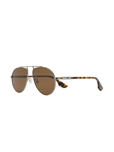 Shop Mcq By Alexander Mcqueen Eyewear Tortoiseshell Aviator Sunglasses - Brown