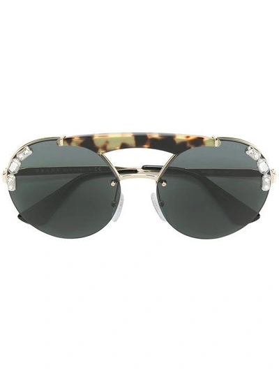 Shop Prada Jewelled Runway Sunglasses In Black