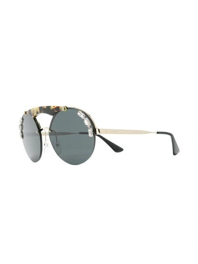 Shop Prada Jewelled Runway Sunglasses In Black