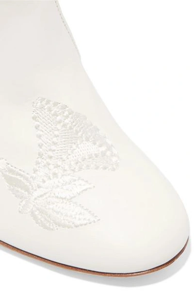 Shop Laurence Dacade Pete Embroidered Leather Ankle Boots In White