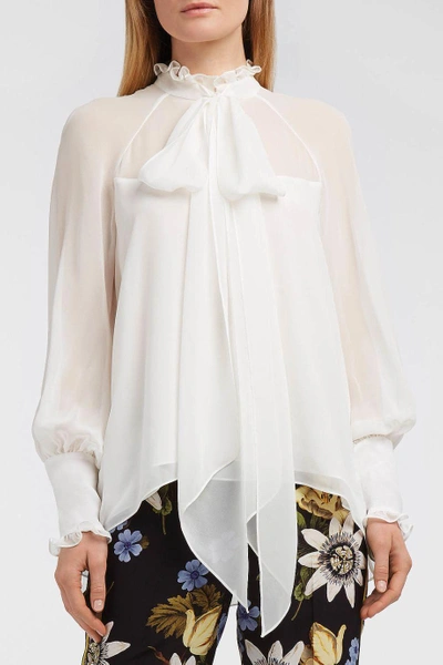 Erdem Isabelle Pussy-bow Silk-chiffon Top In Ivory