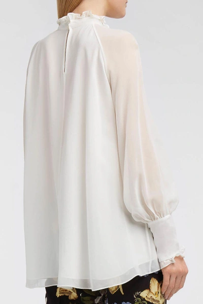 Shop Erdem Isabelle Pussy-bow Silk-chiffon Top In Ivory
