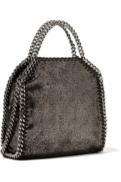 Shop Stella Mccartney The Falabella Tiny Faux Brushed-leather Shoulder Bag In Black