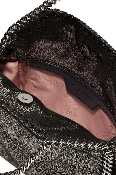 Shop Stella Mccartney The Falabella Tiny Faux Brushed-leather Shoulder Bag In Black