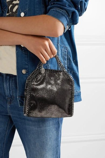 Shop Stella Mccartney The Falabella Tiny Faux Brushed-leather Shoulder Bag In Black