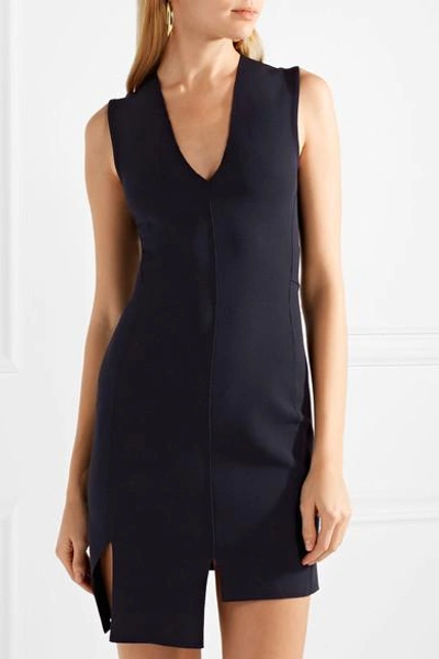 Shop Stella Mccartney Asymmetric Stretch-knit Mini Dress In Black