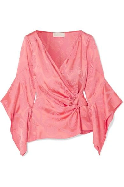 Shop Peter Pilotto Satin-jacquard Blouse In Pink