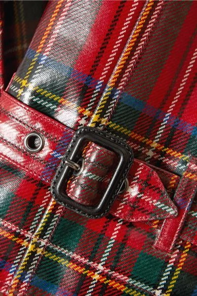 Burberry Laminated Tartan Wool Trench Coat In Red | ModeSens