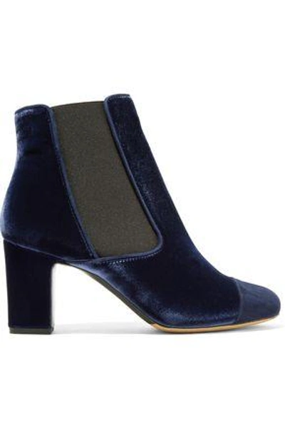 Shop Tabitha Simmons Woman Micki Blossom Embroidered Canvas Ankle Boots Midnight Blue