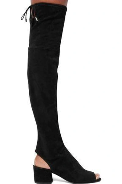 Shop Sigerson Morrison Woman Cutout Stretch-suede Over-the-knee Boots Black