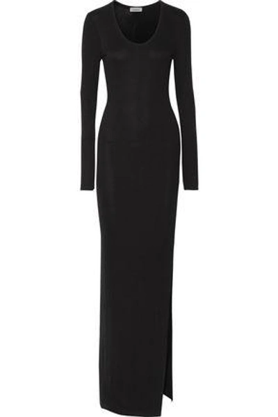 Shop L Agence Woman Olympia Ribbed-knit Maxi Dress Black