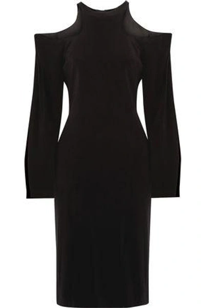 Shop Dion Lee Woman Cutout Stretch-crepe Dress Black