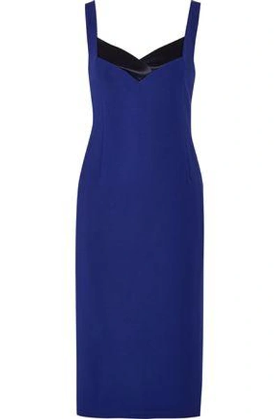 Shop Dion Lee Woman Satin-trimmed Ponte Dress Royal Blue