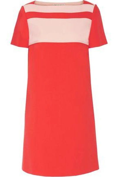 Shop Emilio Pucci Two-tone Paneled Wool-blend Crepe Mini Dress In Tomato Red