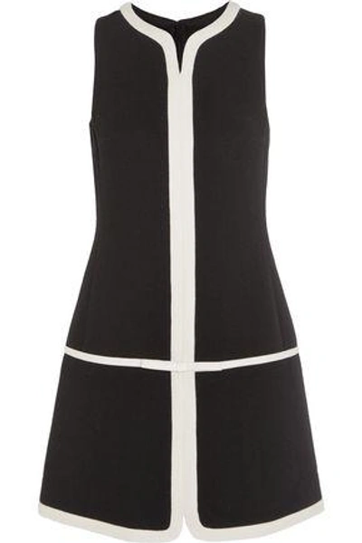 Shop Giambattista Valli Woman Silk Organza-trimmed Wool-blend Crepe Mini Dress Black