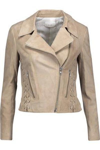 Shop A.l.c Woman Syd Lace-up Suede Biker Jacket Beige