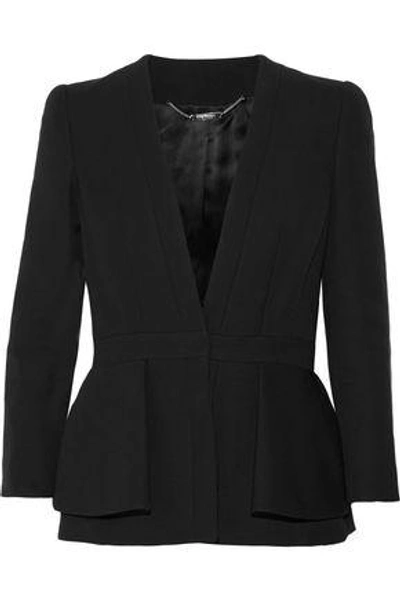 Shop Alexander Mcqueen Woman Wool-blend Peplum Blazer Black