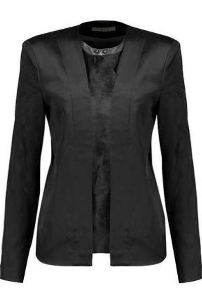 Shop J Brand Greville Calf Hair-paneled Duchesse-satin Jacket In Black