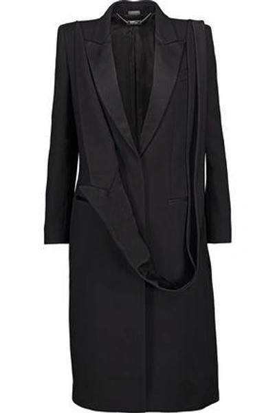 Shop Alexander Mcqueen Woman Satin-trimmed Wool And Silk-blend Twill Jacket Black