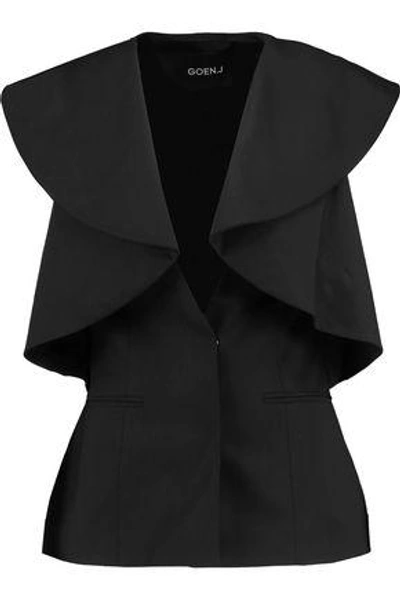 Shop Goen J Woman Draped Wool Vest Black