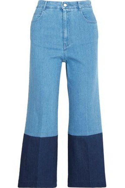 Shop Stella Mccartney Woman Cropped High-rise Wide-leg Jeans Mid Denim