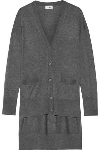 Shop Dkny Woman Knitted Cardigan Charcoal