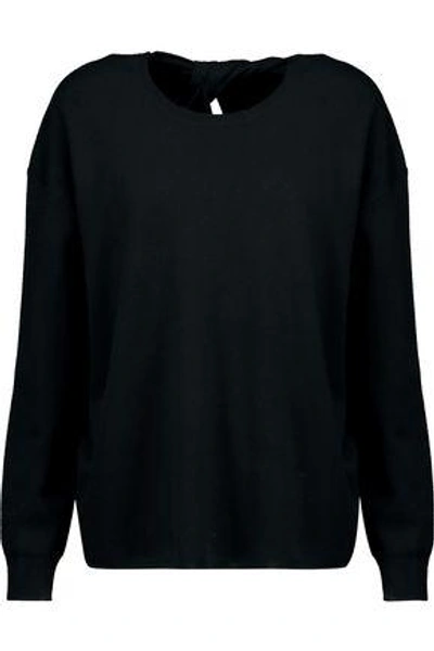 Shop Theory Woman Split-back Merino Wool Sweater Black