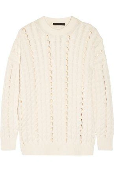 Shop Alexander Wang Woman Open Cable-knit Cotton Sweater Ecru