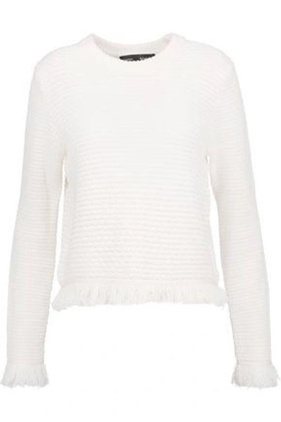 Shop Proenza Schouler Woman Fringed Wool-blend Sweater Ecru