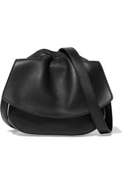 Shop Jil Sander Woman Ridge Leather Shoulder Bag Black