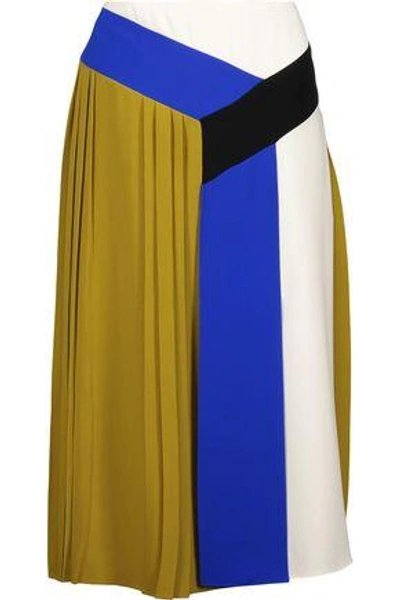 Emilio Pucci Woman Color-block Pleated Crepe Skirt Multicolor | ModeSens
