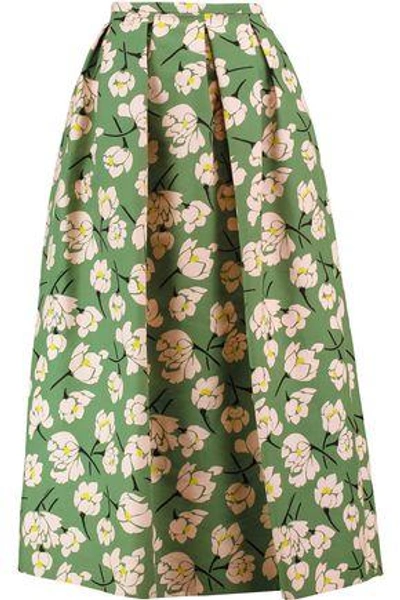 Shop Rochas Woman Printed Cotton Midi Skirt Green