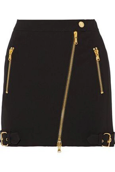 Shop Moschino Woman Asymmetric Crepe Mini Skirt Black